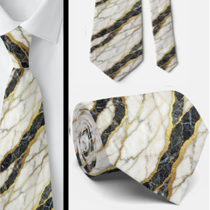 Executive Tie Luxury Marble B&W + Gold