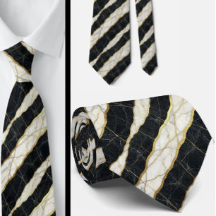 Executive Tie Luxury Marble B&W + Gold