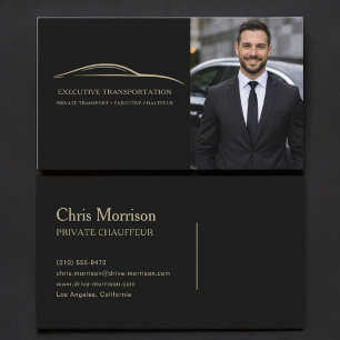 Executive Transport Black & Gold Photo Business Card