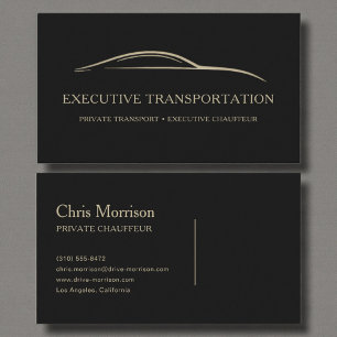 Executive Transport Modern Black & Gold Business Card