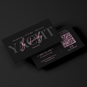 Executive Yacht Charter Minimal Pink Black  Business Card