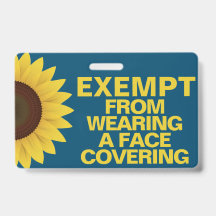 Exempt From Face Coverings Sunflower Badge