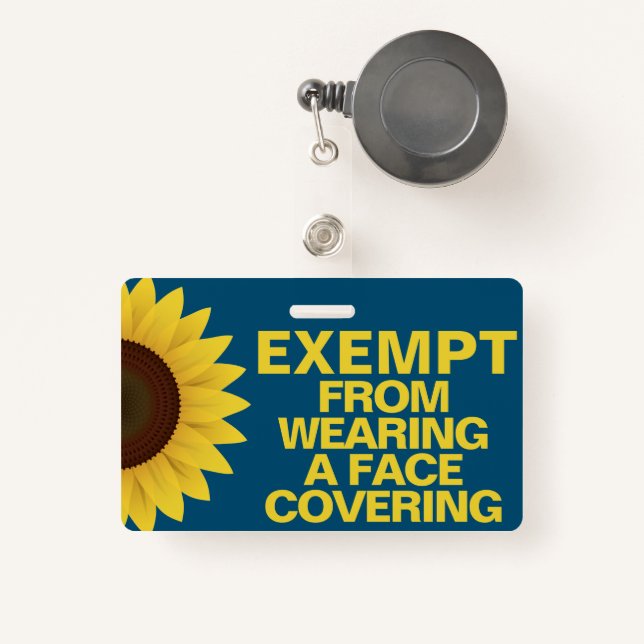 Exempt From Face Coverings Sunflower Badge ID Badge (Front with Retractable)