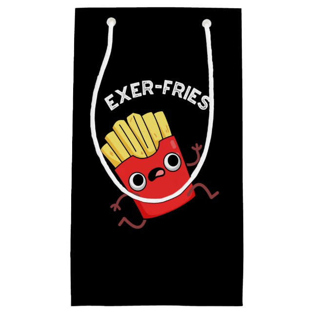 Exer-fries Funny Fries Puns Dark BG Small Gift Bag (Front)