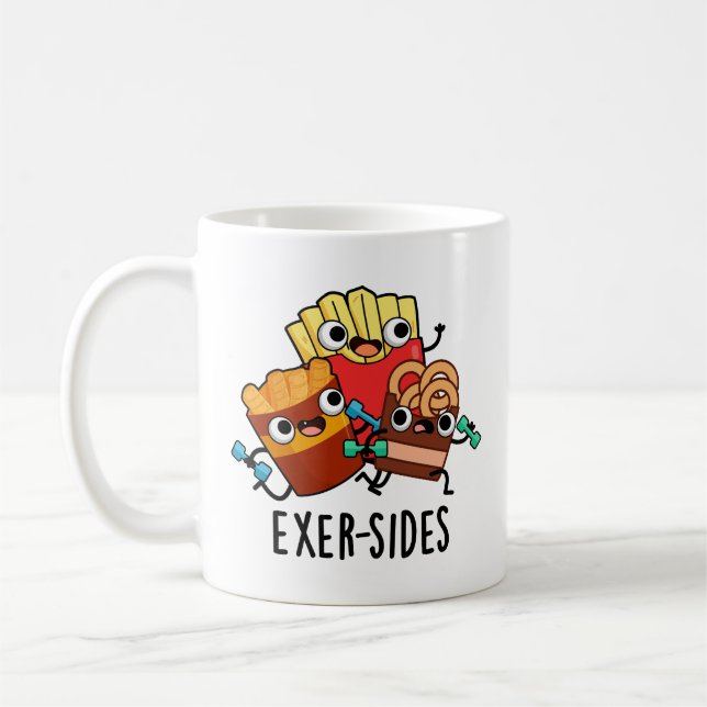 Exer-sides Funny Exercise Pun  Coffee Mug (Left)