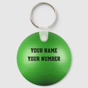 Exercise Ball Keychain ID Tag YOUR NAME & Number