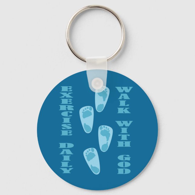 Exercise Daily - Walk with God (Matt 11:28-30) Key Ring (Front)