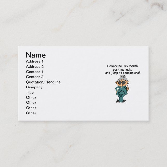 Exercise, Push, Jump Humour Business Card (Front)