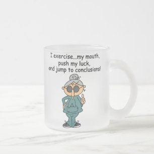 Exercise, Push, Jump Humour Frosted Glass Coffee Mug