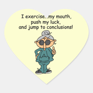 Exercise, Push, Jump Humour Heart Sticker