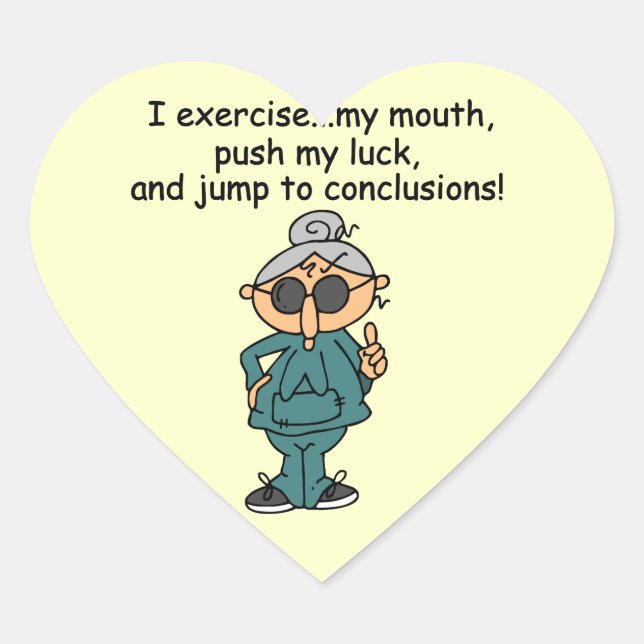 Exercise, Push, Jump Humour Heart Sticker (Front)