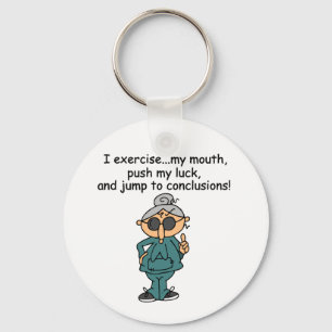 Exercise, Push, Jump Humour Key Ring