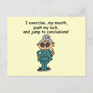 Exercise, Push, Jump Humour Postcard