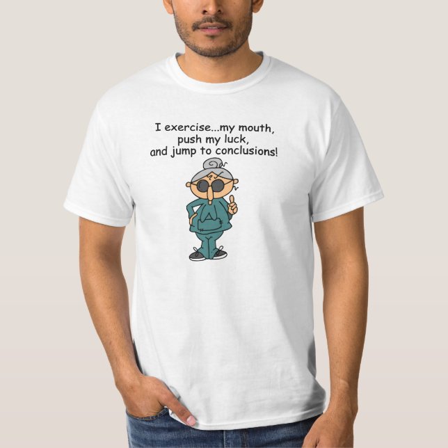 Exercise, Push, Jump Humour T-Shirt (Front)