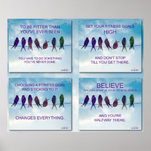 Exercise Quotes with Birds and Sky Collage 2 Poster