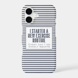 Exercise Routine Humour Blue Striped