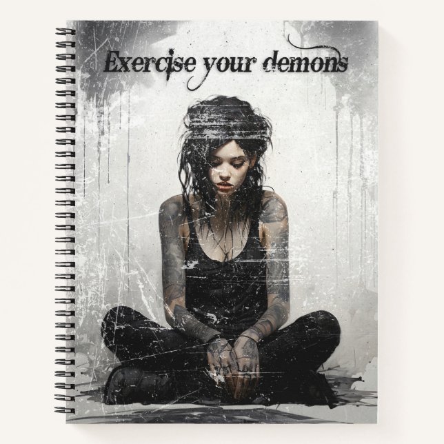 Exercise your demons tattoo girl notebook (Front)