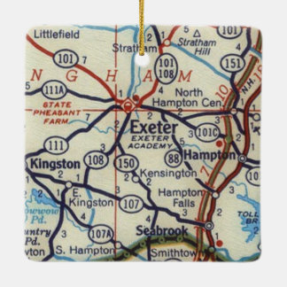 Exeter NH Vintage Map Ceramic Ornament