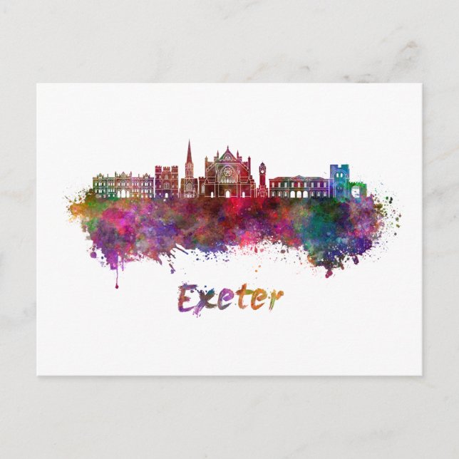 Exeter skyline in watercolor postcard (Front)