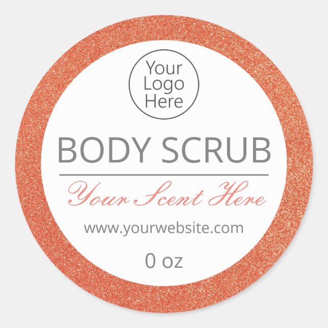 Exfoliating Scrub Rose Gold Glitter Labels Logo (Front)