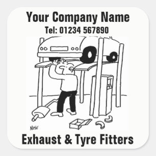 Exhaust & Tyre Fitters Square Sticker