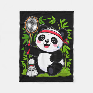 Exhausted Badminton Panda - Funny Cute Shuttle Ani Fleece Blanket