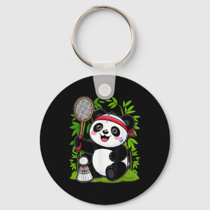 Exhausted Badminton Panda - Funny Cute Shuttle Ani Key Ring