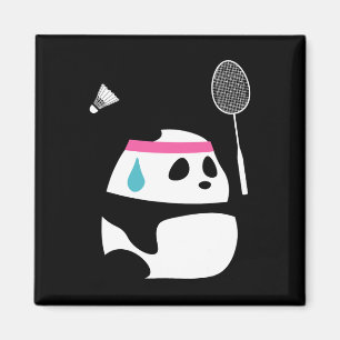 Exhausted Badminton Panda - Funny Cute Shuttle Ani Magnet