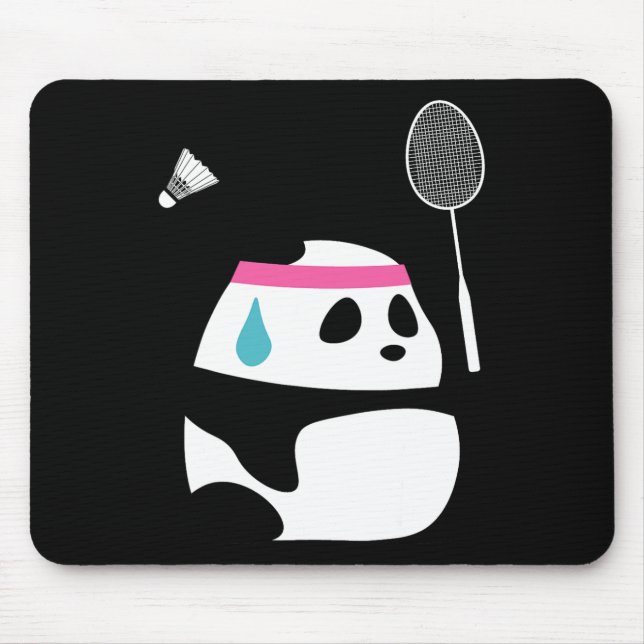 Exhausted Badminton Panda - Funny Cute Shuttle Ani Mouse Pad (Front)