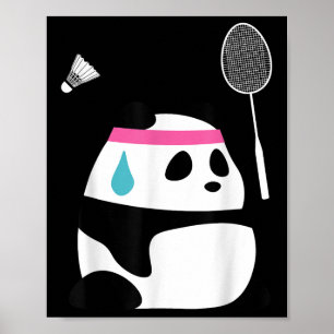 Exhausted Badminton Panda - Funny Cute Shuttle Ani Poster