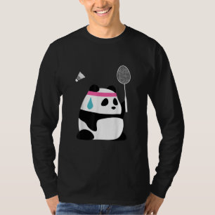 Exhausted badminton panda funny cute T-Shirt