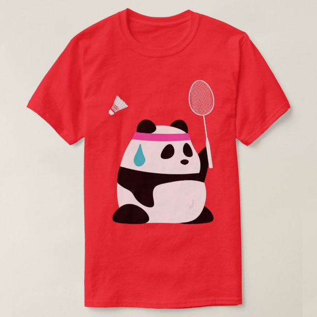 Exhausted Badminton Panda  Funny Sweet Badminton A T-Shirt (Design Front)