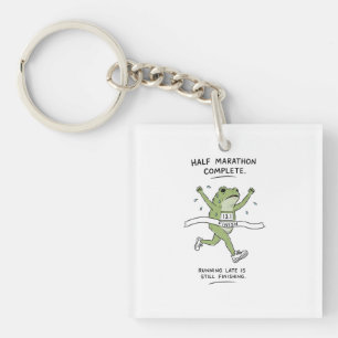 Exhausted Frog Half Marathon Finisher Funny Runnin Key Ring