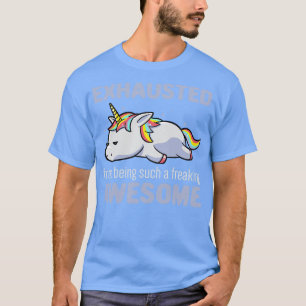 Exhausted From Being Awesome Lazy Unicorn Gift T-Shirt