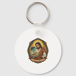 Exhausted Jesus Empty Protein Powder Tub Gym Humou Key Ring