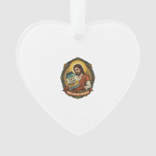 Exhausted Jesus Empty Protein Powder Tub Gym Humou Ornament