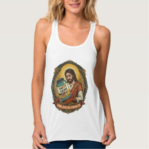 Exhausted Jesus Empty Protein Powder Tub Gym Humou Singlet