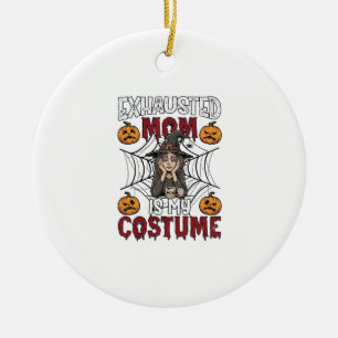 Exhausted Mum Is Costume Halloween Witch Coffee Pu Ceramic Tree Decoration