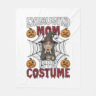 Exhausted Mum Is Costume Halloween Witch Coffee Pu Fleece Blanket