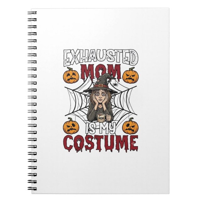 Exhausted Mum Is Costume Halloween Witch Coffee Pu Notebook (Front)