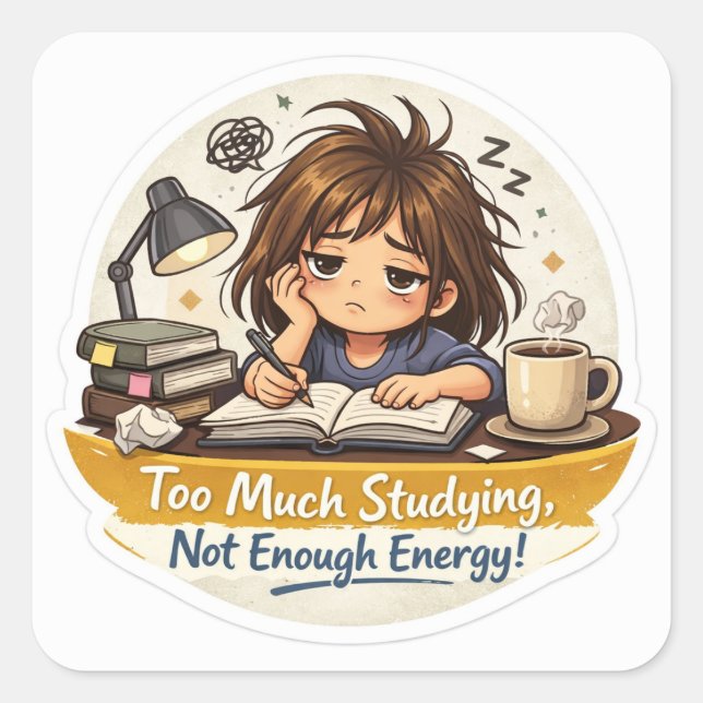 Exhausted Study Girl Sticker (Front)