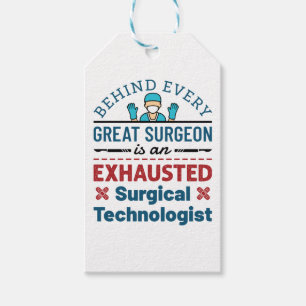 Exhausted Surgical Technologist Funny Scrub Tech Gift Tags