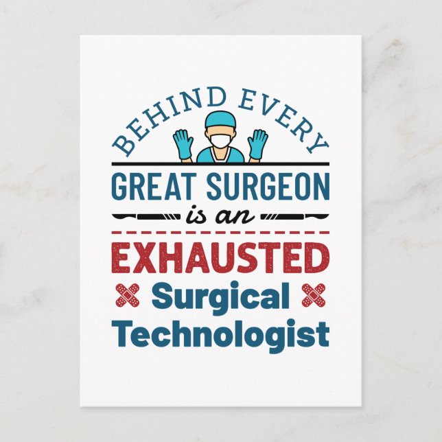 Exhausted Surgical Technologist Funny Scrub Tech Postcard (Front)