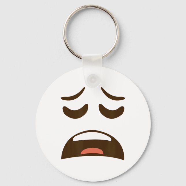 Exhausted Tired Face Emoticon Costume Easy Hallowe Key Ring (Front)