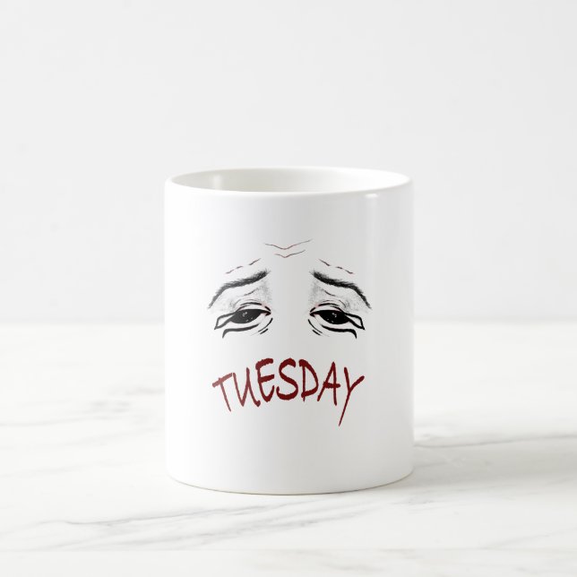 Exhausted Tuesday Mood Funny Relatable Cartoon Pho Coffee Mug (Center)