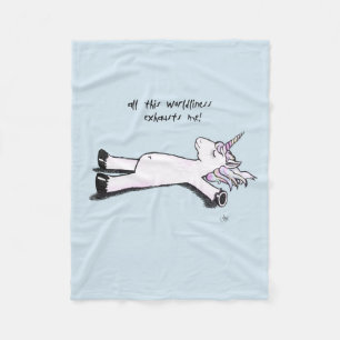 Exhausted Unicorn Fleece Blanket