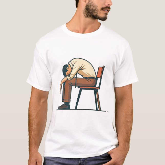 Exhausted Worker Melt Design T-Shirt (Front)