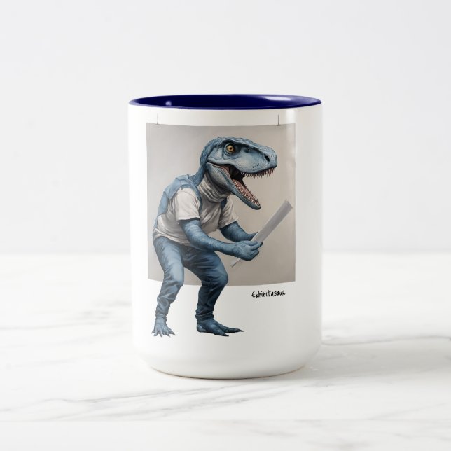 Exhibitasaur Dinosaur  Two-Tone Coffee Mug (Center)