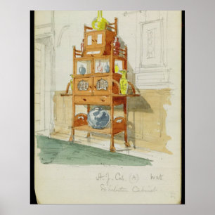 Exhibition Cabinet, c.1860s-70s (w/c & pencil on p Poster