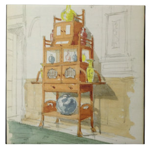 Exhibition Cabinet, c.1860s-70s (w/c & pencil on p Tile